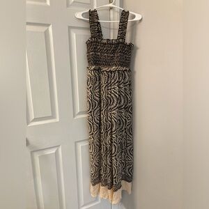 NWT UO urban outfitters Flowy Botanical Olive Leaf Smocked Jumpsuit size M